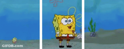 A Cartoon Of Spongebob Laughing With His Eyes Closed In The Ocean GIF