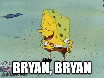 SpongeBob Laughing With Bryan Bryan Text GIF