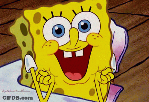 A Cartoon Of Spongebob Laying On A Pillow With The Website Heytechina.tumblr.com In The Lower Right Corner GIF