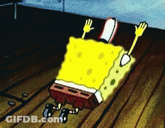 A Cartoon Of Spongebob Laying On The Ground GIF