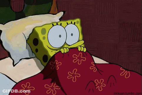 A Cartoon Of Spongebob Laying Under A Blanket GIF