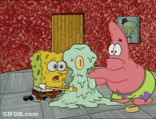 A Cartoon Of Spongebob Patrick And Squidward Playing With A Sponge GIF