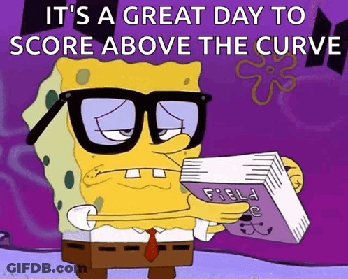 A Cartoon Of Spongebob Reading A Book Titled Field GIF