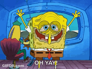 A Cartoon Of Spongebob Saying Oh Yay . GIF