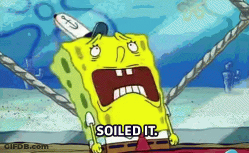 A Cartoon Of Spongebob Saying " Soiled It " While Holding A Rope GIF