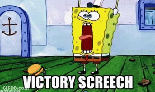 A Cartoon Of Spongebob Saying Victory Screech GIF
