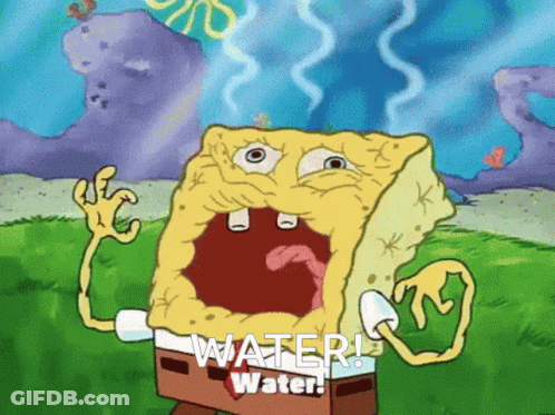 A Cartoon Of Spongebob Saying Water Water Water GIF