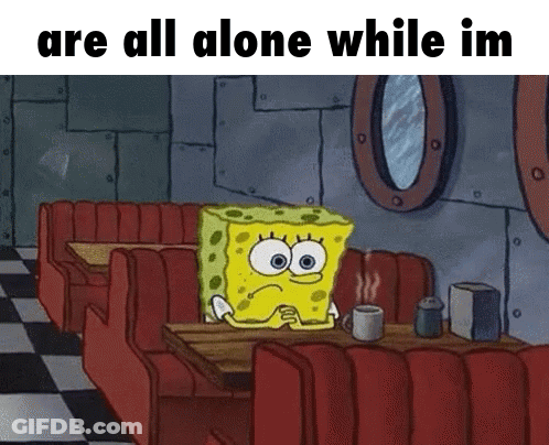 A Cartoon Of Spongebob Sitting At A Table In A Diner GIF
