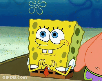A Cartoon Of Spongebob Sitting Next To Patrick Star GIF