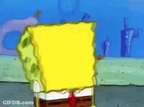A Cartoon Of Spongebob Squarepants Covering His Face With A Yellow Square GIF