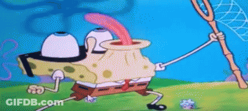 SpongeBob Holding Fork With Tongue Out GIF