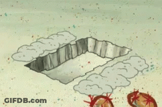 A Cartoon Of Spongebob Squarepants Holding A Hammer And A Box . GIF