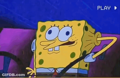 A Cartoon Of Spongebob Squarepants Holding A Pink Box . GIF