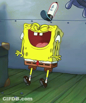 A Cartoon Of Spongebob Squarepants Laughing With A Hat That Says Anchor On It GIF