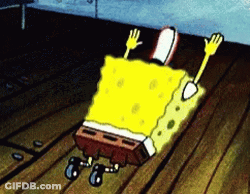 A Cartoon Of Spongebob Squarepants Laying On The Floor GIF