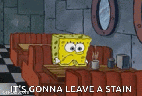 A Cartoon Of Spongebob Squarepants Sitting At A Table In A Diner . GIF