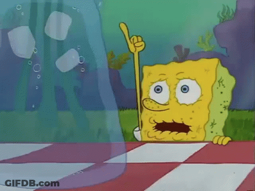 A Cartoon Of Spongebob Squarepants Standing In Front Of A Bubble With Bubbles Coming Out Of It . GIF