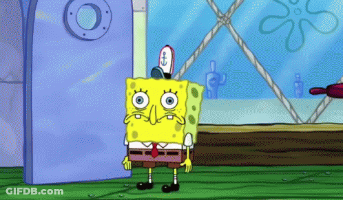 A Cartoon Of Spongebob Squarepants Standing In Front Of A Door GIF