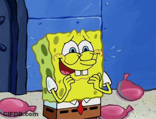A Cartoon Of Spongebob Squarepants Standing In The Sand GIF