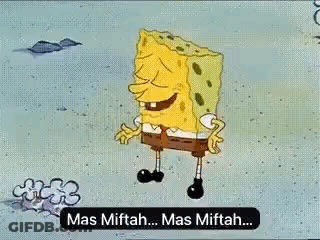 A Cartoon Of Spongebob Squarepants Standing In The Sand With His Eyes Closed And Smiling . GIF