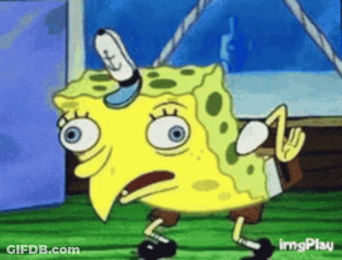 A Cartoon Of Spongebob Squarepants With A Shocked Look On His Face And A Hat On His Head . GIF