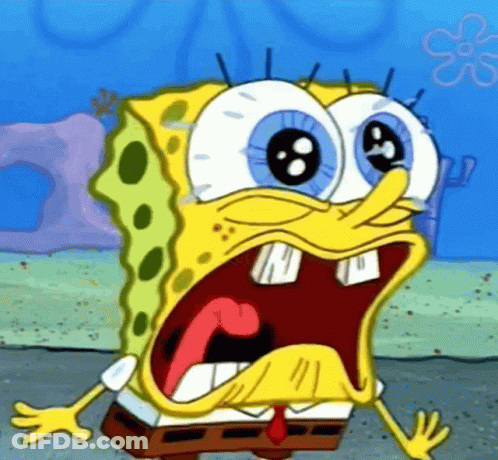 A Cartoon Of Spongebob Squarepants With His Mouth Wide Open GIF