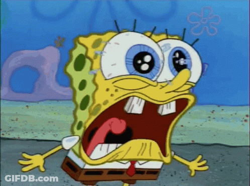 A Cartoon Of Spongebob Squarepants With His Mouth Wide Open GIF
