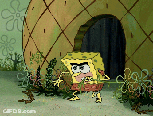 A Cartoon Of Spongebob Standing In Front Of A House GIF
