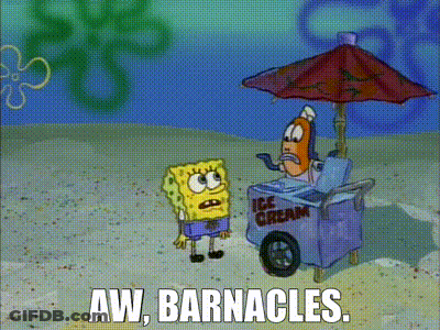 A Cartoon Of Spongebob Standing Next To A Cart That Says Ice Cream GIF