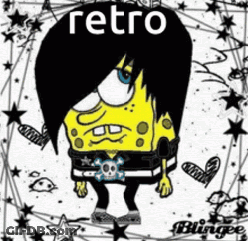 A Cartoon Of Spongebob Wearing A Black Skull Belt GIF