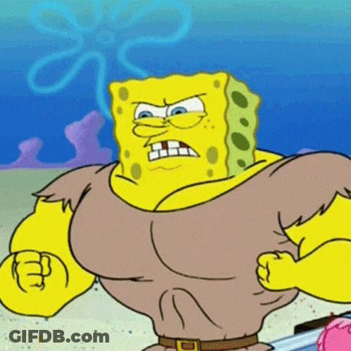 A Cartoon Of Spongebob Wearing A Brown Shirt And A Belt GIF