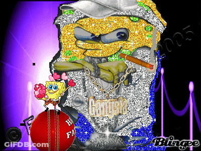 A Cartoon Of Spongebob Wearing A Gangster Outfit GIF