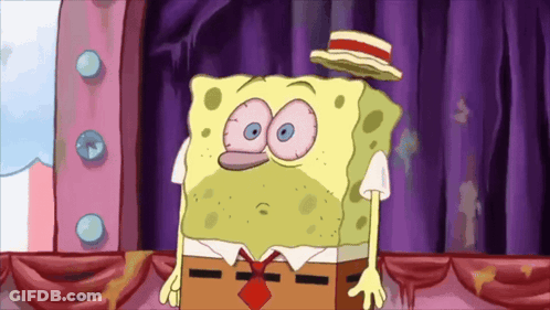 A Cartoon Of Spongebob Wearing A Hat And A Tie GIF