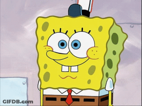 A Cartoon Of Spongebob Wearing A Red Tie And A Hat GIF