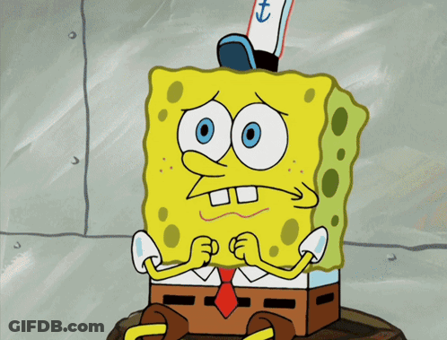 A Cartoon Of Spongebob Wearing A Sailor Hat With The Letter T On It GIF