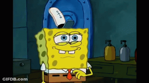 A Cartoon Of Spongebob Wearing A Sailor 'S Hat And Tie GIF