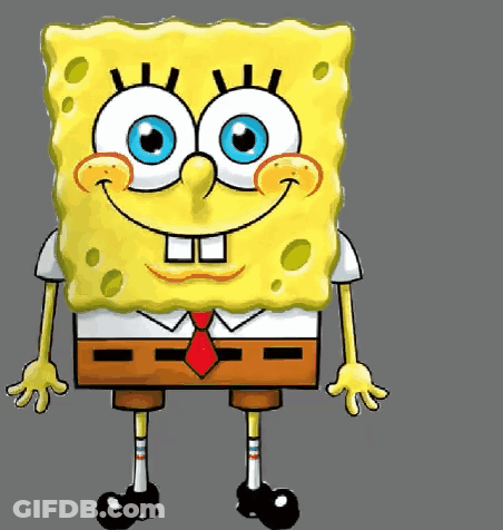 A Cartoon Of Spongebob Wearing A Tie And Shorts GIF