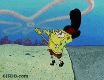 A Cartoon Of Spongebob Wearing A Top Hat With A Rainbow In The Background GIF