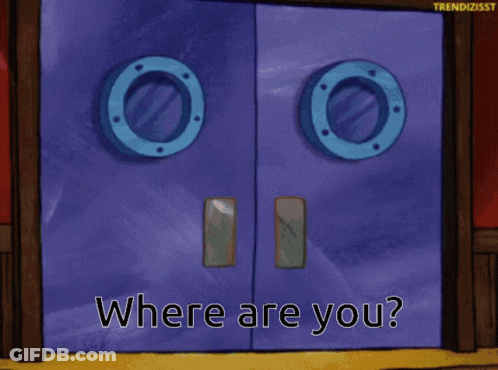 A Cartoon Of Spongebob Wearing Sunglasses And A Suit Asking " Where Are You " GIF