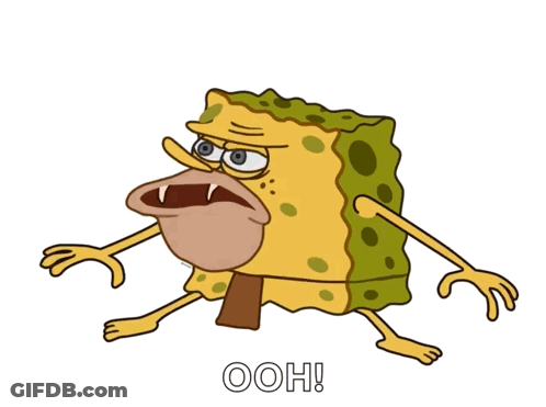 A Cartoon Of Spongebob With A Monkey Face And The Words Ooh Written Below Him GIF