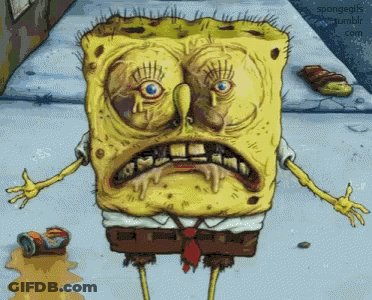 A Cartoon Of Spongebob With A Very Sad Face GIF