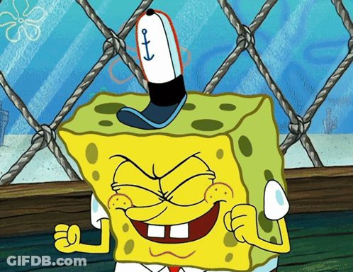 A Cartoon Of Spongebob With An Anchor Hat On GIF
