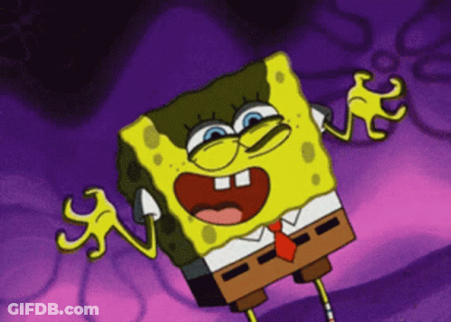 A Cartoon Of Spongebob With His Mouth Open And Arms Outstretched GIF