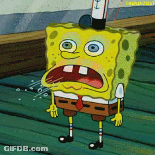 A Cartoon Of Spongebob With His Mouth Open And Frenchkiss Written In The Corner GIF