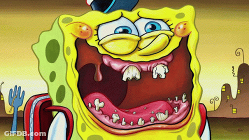 A Cartoon Of Spongebob With His Mouth Open GIF