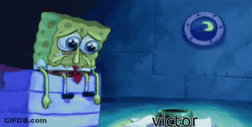 A Cartoon Of Spongebob With The Name Victor Written On The Bottom GIF