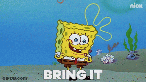SpongeBob Cartoon With Around Text Below GIF