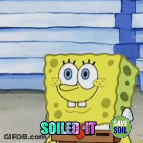 A Cartoon Of Spongebob With The Words " Soiled It " On It GIF