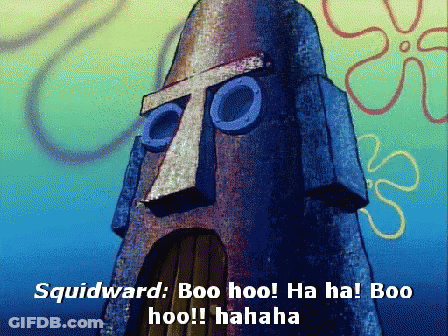 A Cartoon Of Squidward From Spongebob Saying Boo Hoo GIF