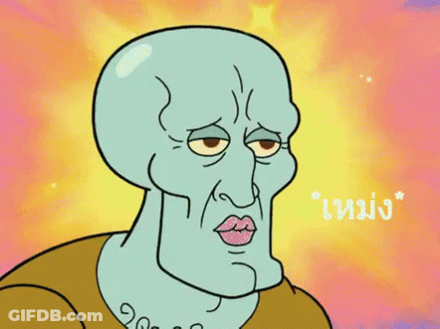 A Cartoon Of Squidward From Spongebob Squarepants Has A Tattoo On His Chest GIF